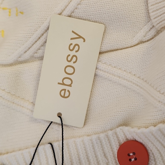 EBOSSY Women’s Cable Knit Long Sleeve Embroidered Cardigan, size L - Picture 11 of 12